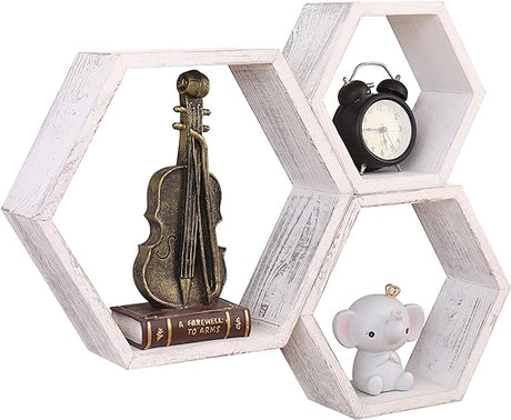 Hexagon Floating Shelves Set of 5, Honeycomb Shelves Wall Mounted Storage Wall Shelf