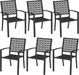 Outdoor Patio Dining Chairs Set of 2 with Armrests and Metal Frame