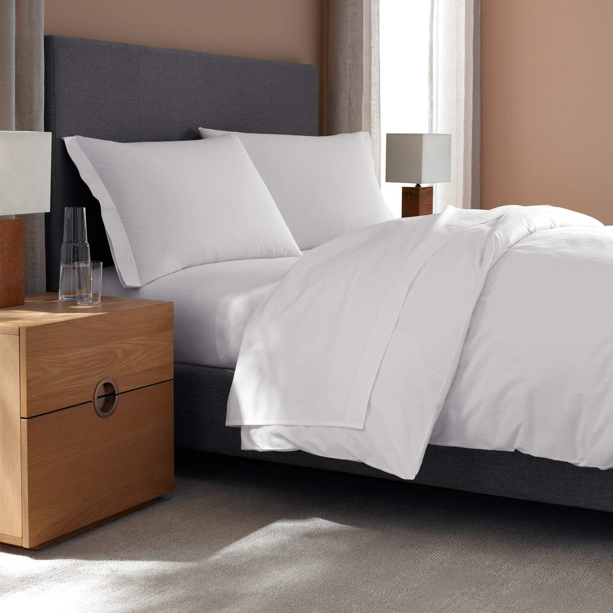 Percale Junior Suite Bed Bundle (Queen) - Luxury All-White Bedding Bundle/Includes