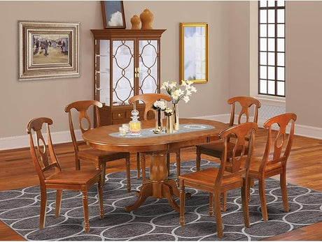 PONA7-SBR-C 7 Piece Modern Dining Table Set Consist of an Oval Wooden