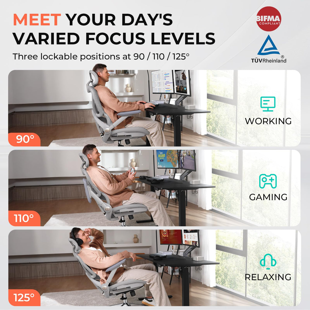 Ergonomic Mesh Office Chair - High Back with Adjustable Lumbar Support