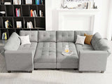 Modular Sectional Sleeper Sofa with Storage Seat Reversible Modular Couch Bed for Living