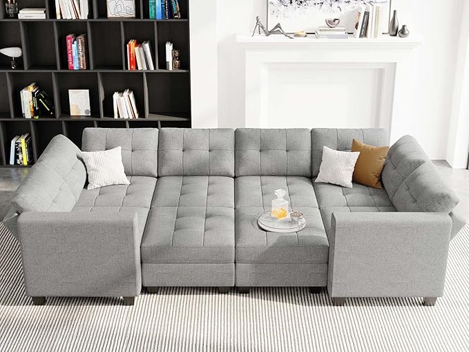 Modular Sectional Sleeper Sofa with Storage Seat Reversible Modular Couch Bed