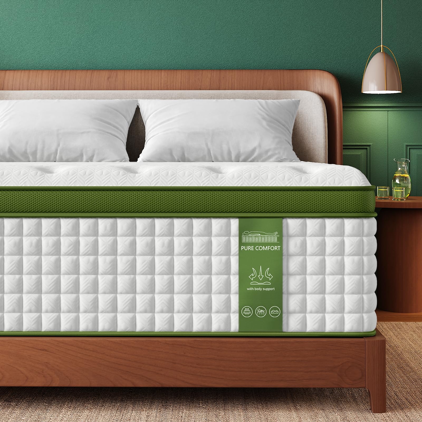 King Mattress, 14 Inch Hybrid Mattress King Size in a Box with Gel Memory Foam and Pocket
