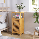 Bamboo Cabinet, Bathroom Storage Cabinet with Single Door and Shelf, Freestanding Bathroom Cabinet,