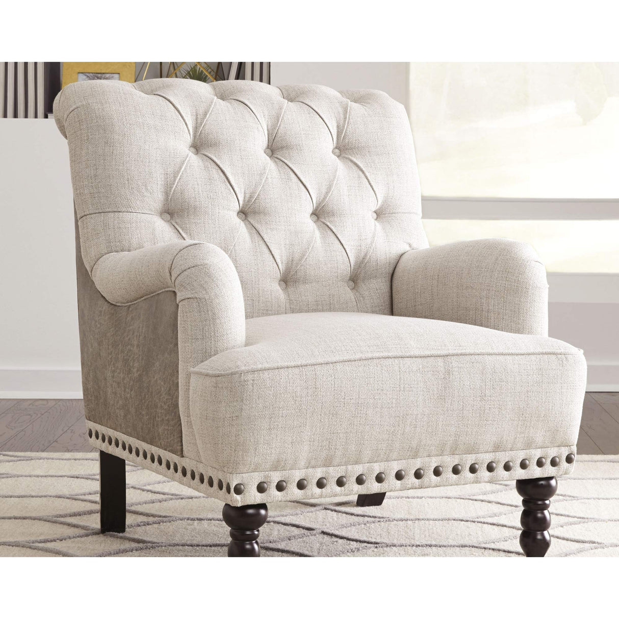 English Tartonelle Tufted Accent Arm Chair, Taupe