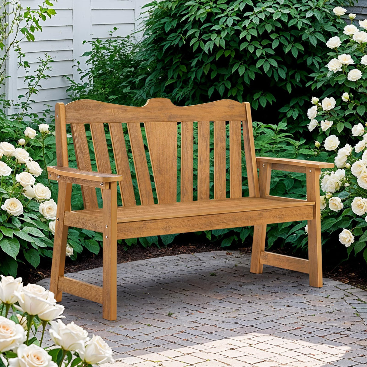 Outdoor Bench, 2-Person Weatherproof Garden Bench