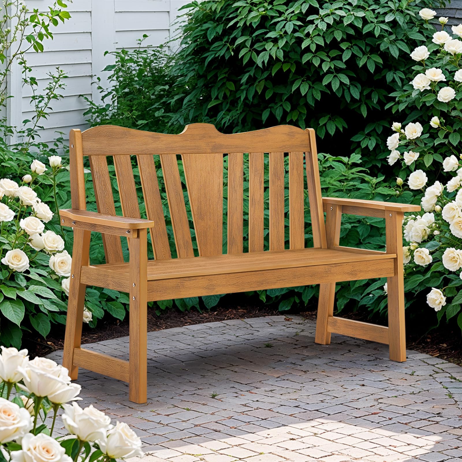 Outdoor Bench, 2-Person Weatherproof Garden Bench