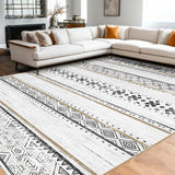 5x7 Area Rug for Living Room Washable Rug Moroccan Farmhouse Neutral Geometric