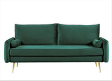 Kent Modern Sofa, European Style Velvet Living Room Furniture with Tapered Legs, Vintage Flair, and Sleek Design, Couch, Greenish Yellow