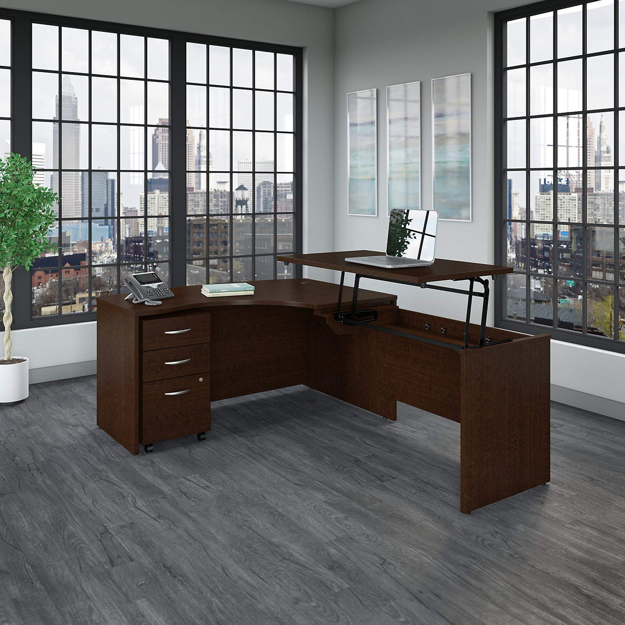 Series C 60W x 43D Right Hand 3 Position Sit to Stand L Shaped Desk