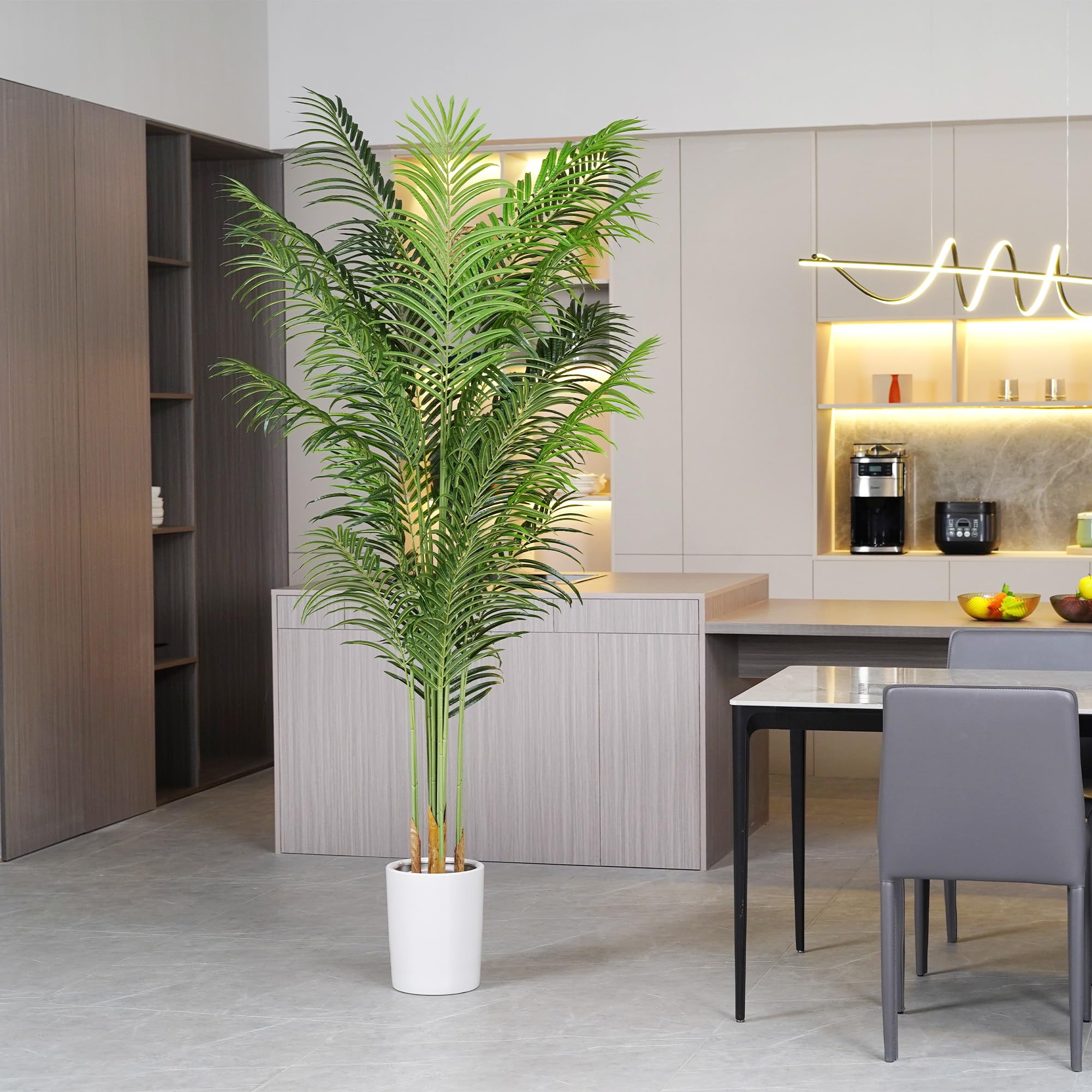 Artificial Palm Tree 7.2Ft Tall Fake Potted Plant Faux Silk Green Floor Decorative Large Artificial Plants
