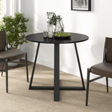 36 Inch Round Table, Kitchen Table for 4 People with Rubber Wood Frame, Pedestal Base