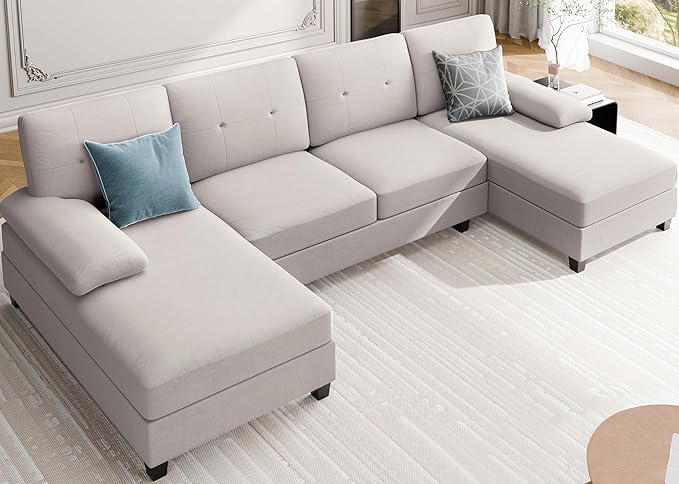 4 Seat Sofa Set U-Shaped Couch Sectional Couches for Living Room