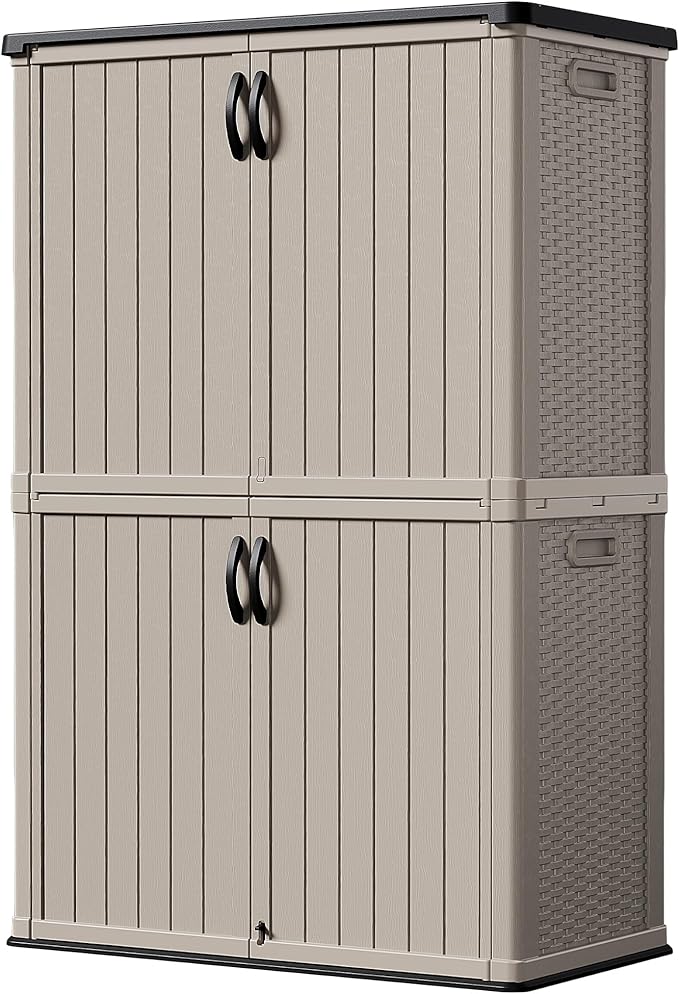 Outdoor Storage Cabinet 26 Cu Ft with Pad-Lockable Doors