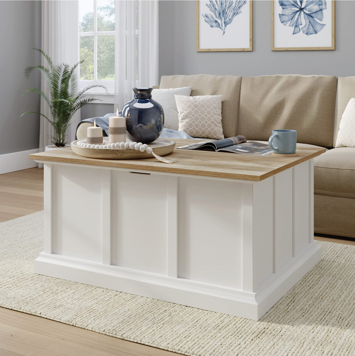 Cottage Road Modern Farmhouse Coffee Table, L: 38.98" x W: 31.02" x H: 18.58"