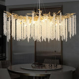 Modern Crystal Chandeliers for Dining Room, Gold Round Tree Branches Chandelier,