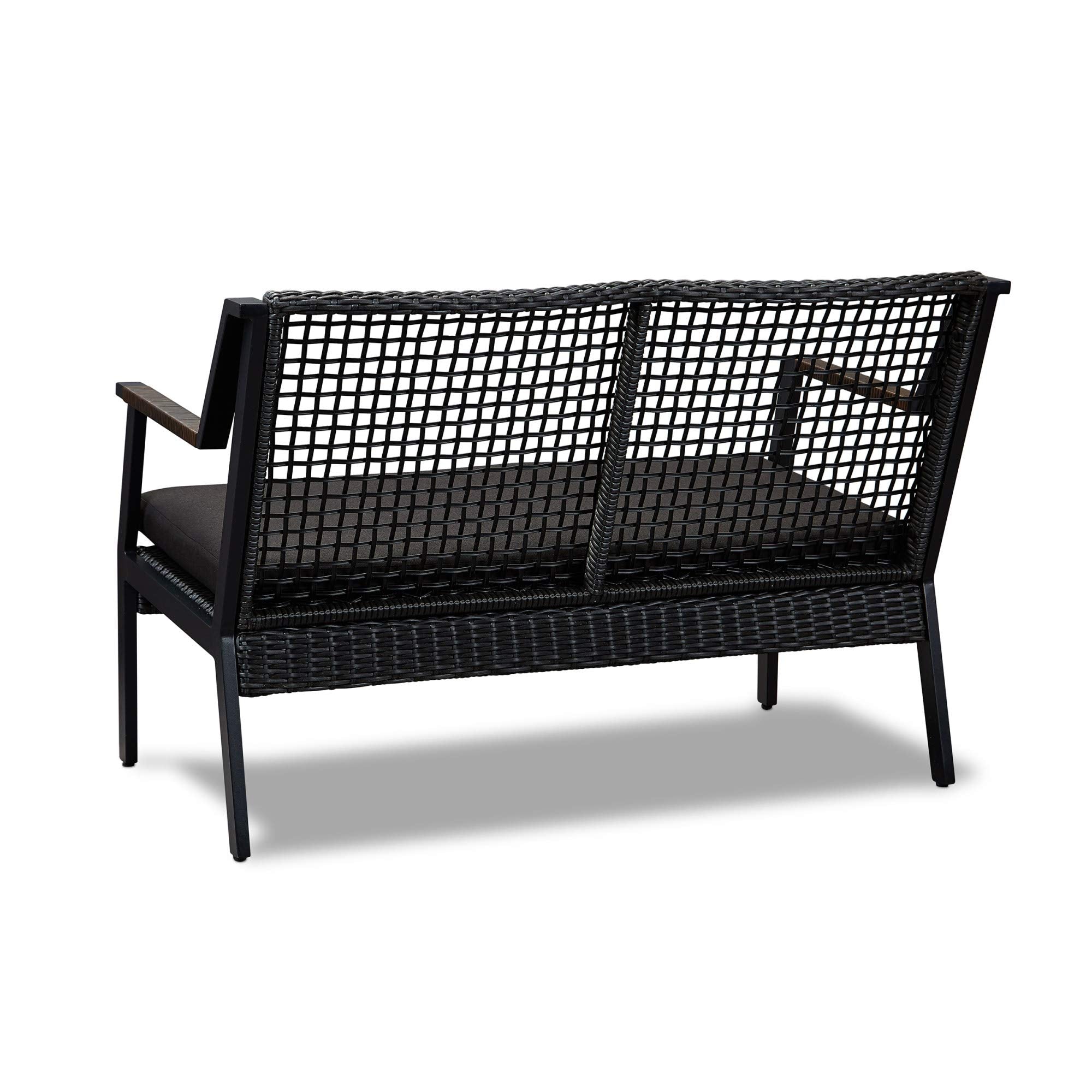 Calvin Outdoor Loveseat, Two-Seater Couch, Powdered Aluminum Frame