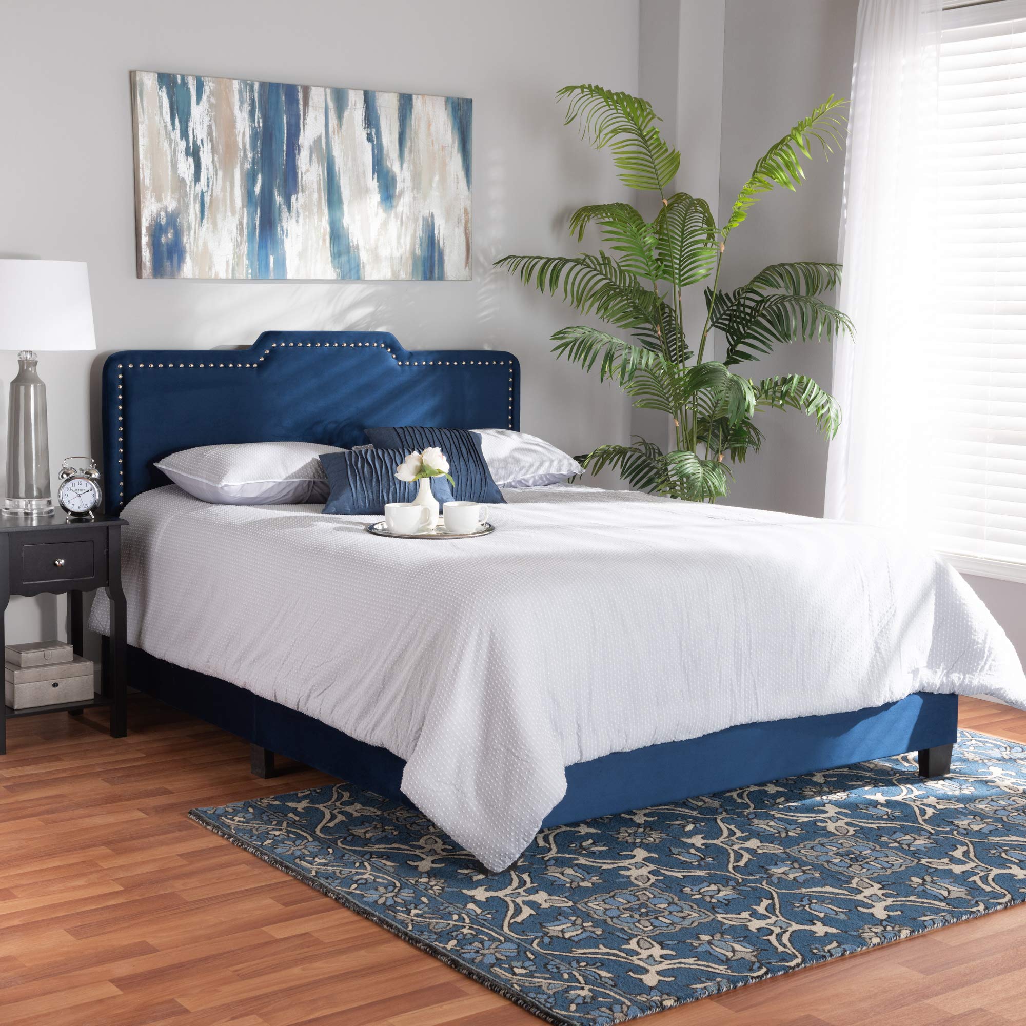 Benjen Beds (Box Spring Required), Queen, Navy Blue/Black