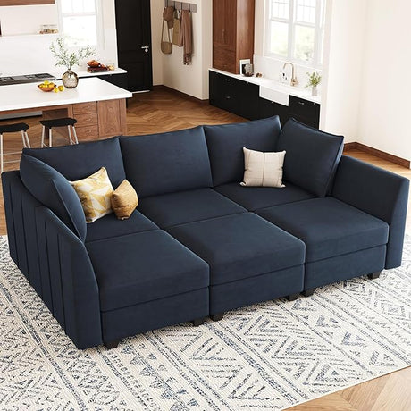 Large Modular Sectional Couch Sleeper Sofa Bed with Storage Velvet Sectional Couch