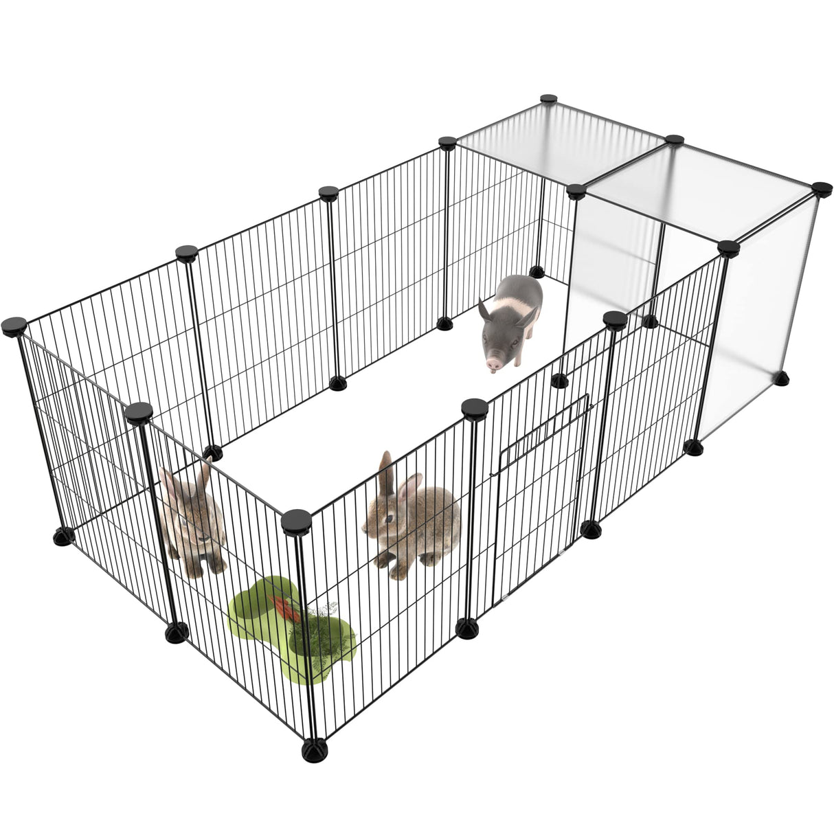 Pet Playpen,Small Animals Cage DIY Wire Portable Yard Fence with Door for Indoor/Outdoor Use,Puppies,Kitties,Bunny,Turtle 48" x 24" x 16"