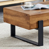 Rectangle Rustic Coffee Table, Modern Farmhouse Wood Simple Coffee Table