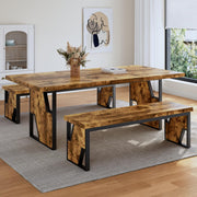 70.8" Wooden Dining Table Set with 2 Benches