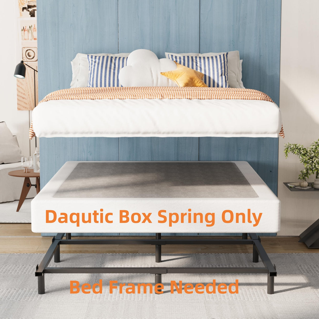 Full Size Box Spring, Box Spring Full Size Bed, 6 Inch Height Full Box Spring with Cover