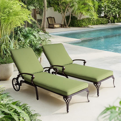 Chaise Lounge Chair Outdoor - Patio Lounge Aluminum Recliner Chair with Cushion