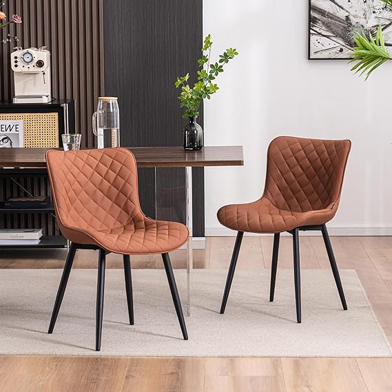 Khaki Dining Chairs Set of 2  Upholstered Modern Armless Dining Room Chair