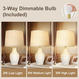 Scenekoy 23" Ceramic Table Lamps Set of 2 with 3-Way Dimmable Bulb,Rotary Switch,Lamps for Living Room,Bedside Lamp with Linen Shade,Nightstand Lamps of 2 for Living Room Bedroom(Bulb Included)