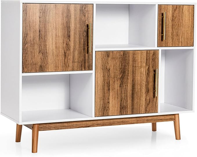 3-Door Sideboard w/Storage Compartments, Modern Standing Cabinet Buffet TV Stand