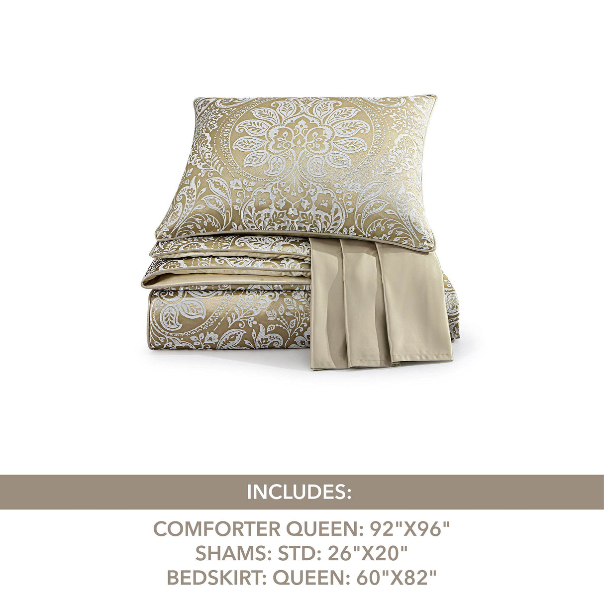 Comforter 4-Piece Set 92"x96", Champagne
