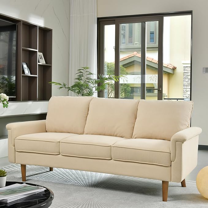 Modern Corduroy Couch with Cloud Cushion,Comfy 3 Seater Sofa with Deep Seat,