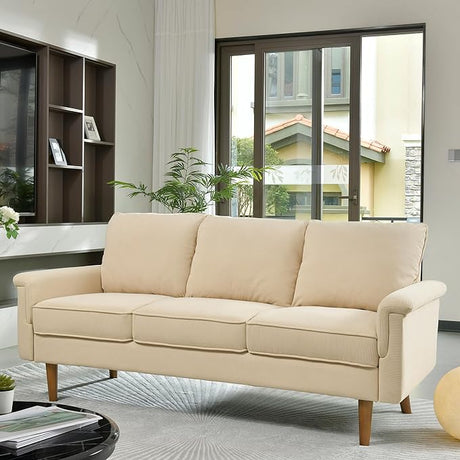 Modern Corduroy Couch with Cloud Cushion,Comfy 3 Seater Sofa with Deep Seat,