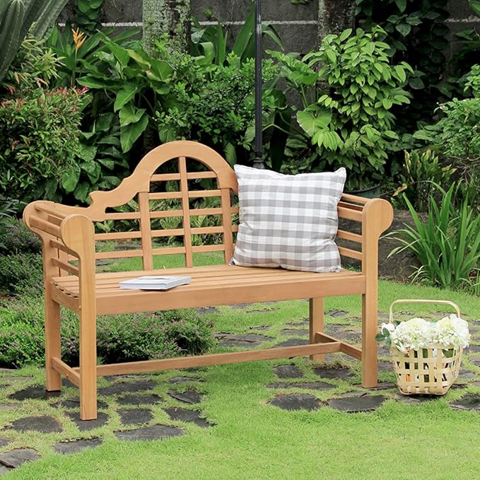 Outdoor Garden Bench for Patio Furniture, 4-Foot, Arie/Natural Teak