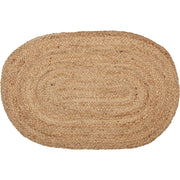 Oval Jute Fiber Welcome Mat, Non Slip Area Rug, Natural, 20x30