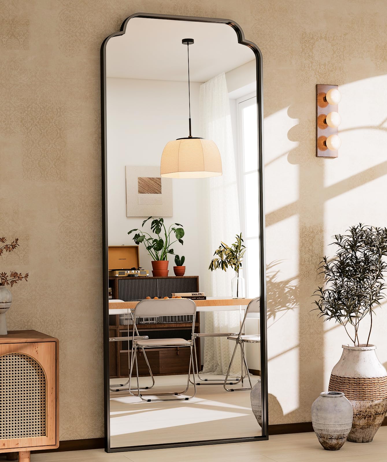 21x56 Petal Arched Black Full Length Mirror