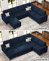 Modular Sectional Sleeper Sofa with Pull Out Bed U Shaped Sectional Sofa Couch