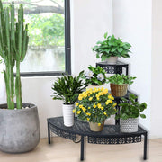 3 Tier Plant Stand Flower Pot Rack, Metal Stair-Step Style Corner Shelf Planters
