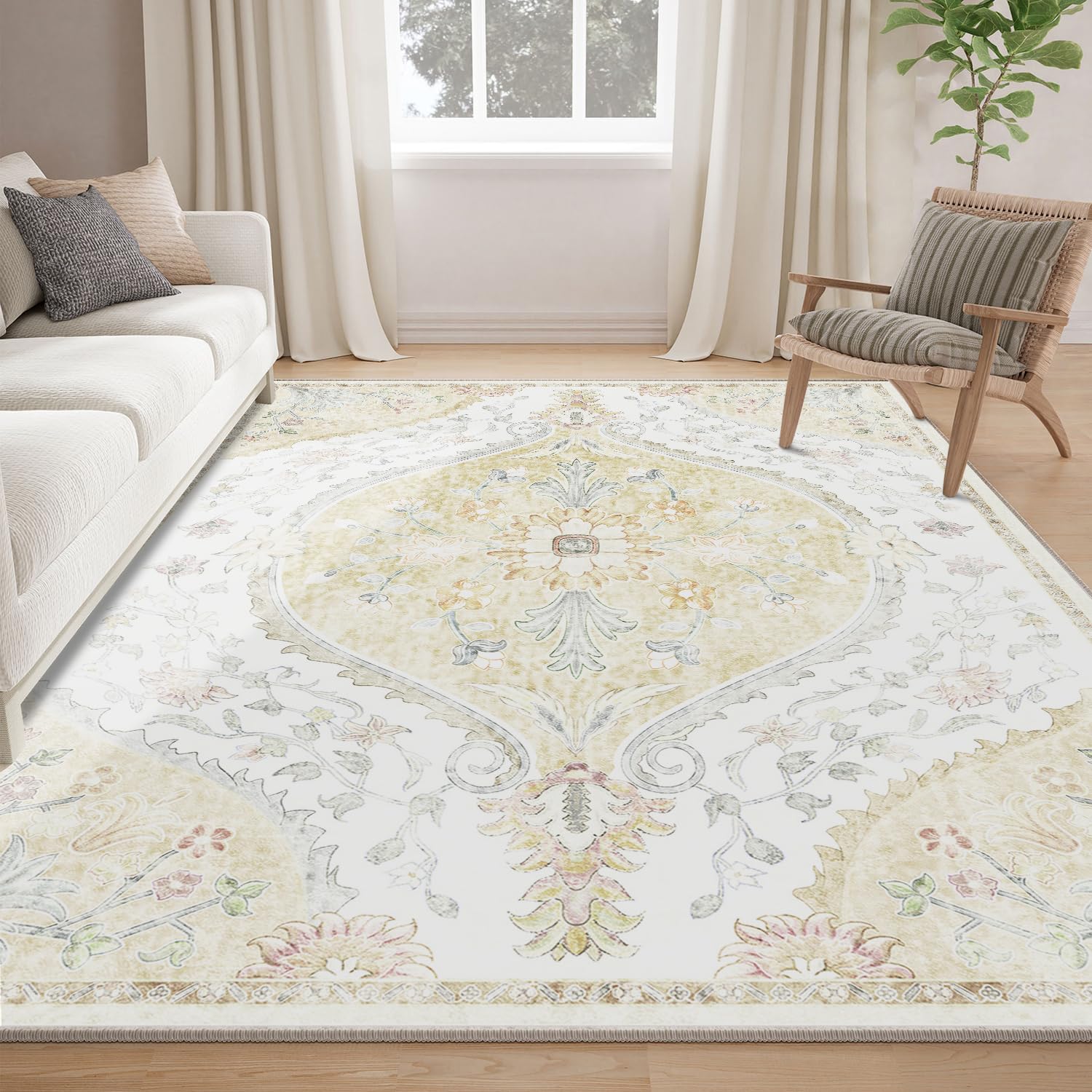 8x10 Area Rugs for Living Room Machine Washable Vintage Boho Rugs