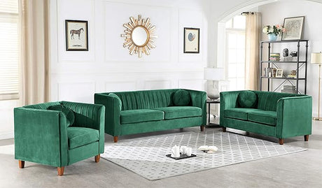 55" Modern Loveseat with Soft-Cushioned Backrest, Piped Details & Tapered Wood Legs