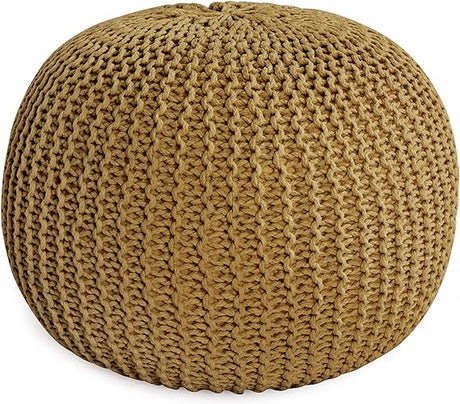 Unstuffed Ottoman Pouf Cover, 100% Cotton Handmade Knitted Ottoman Pouf