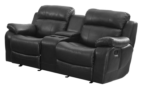 Reclining Loveseat w/ Center Console Cup Holder, Black Bonded Leather