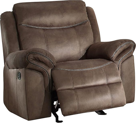 Faux Leather Glider Reclining Chair, 42" W, Gray