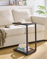 C Shaped End Table for Couch, 2-Tier C Table with Storage Shelf