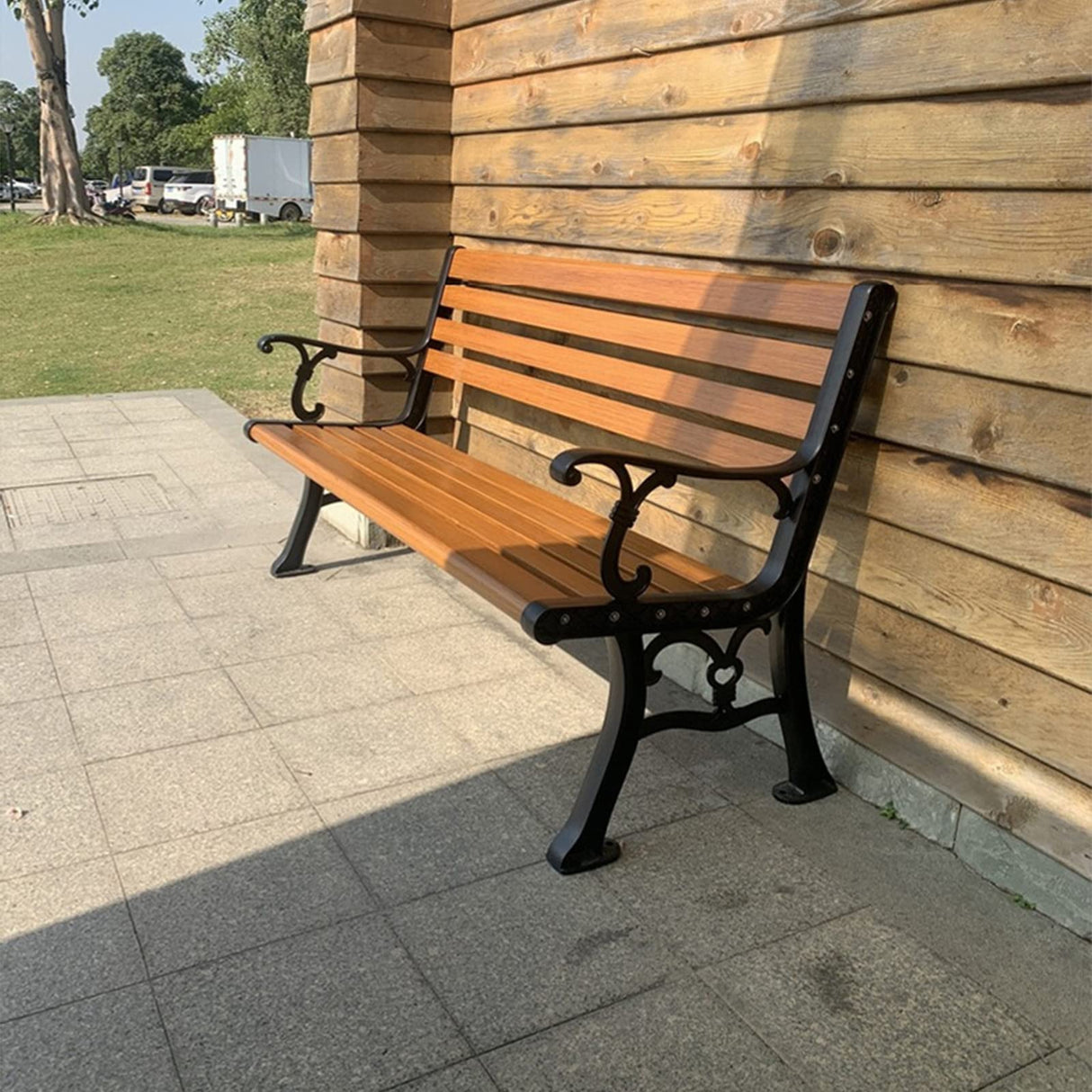 Metal Bench,Park Bench,with Backrest Armrests Sturdy Bench Furniture,Bench