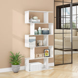 5-Tier Geometric Bookcase, Freestanding S Shaped Bookshelf, Modern Multifunctional Display Shelves