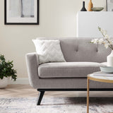 Engage Herringbone Fabric Loveseat, Light Gray