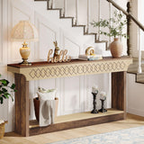 70.9-Inch Farmhouse Console Table: Wood Extra Long Sofa Table Behind Couch Table,